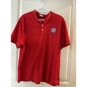Nike US Soccer Mens Red Striped Polo Shirt Rugby Size XXL 2xl Performance